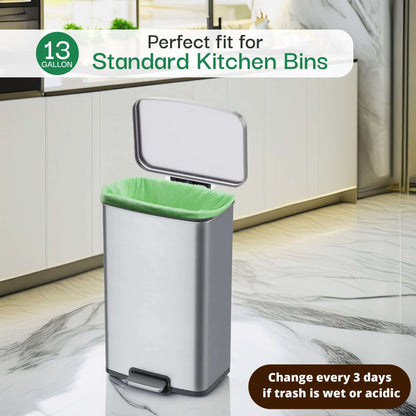 13 gallon compostable trash bag perfect fit for standard bins that is durable strong