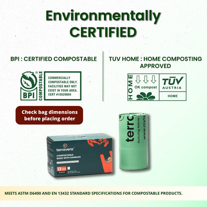 13 Gallon Compostable Trash bags Flat Top - 50 Count