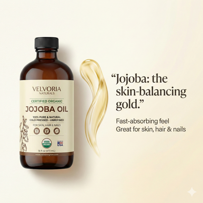 Organic Jojoba Oil 16oz - Glass bottle with Pump