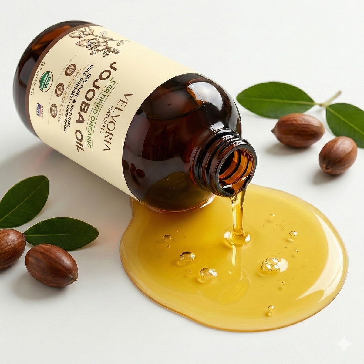 Organic Jojoba Oil 16oz - Glass bottle with Pump