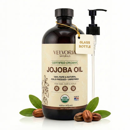 Organic Jojoba Oil 16oz - Glass bottle with Pump