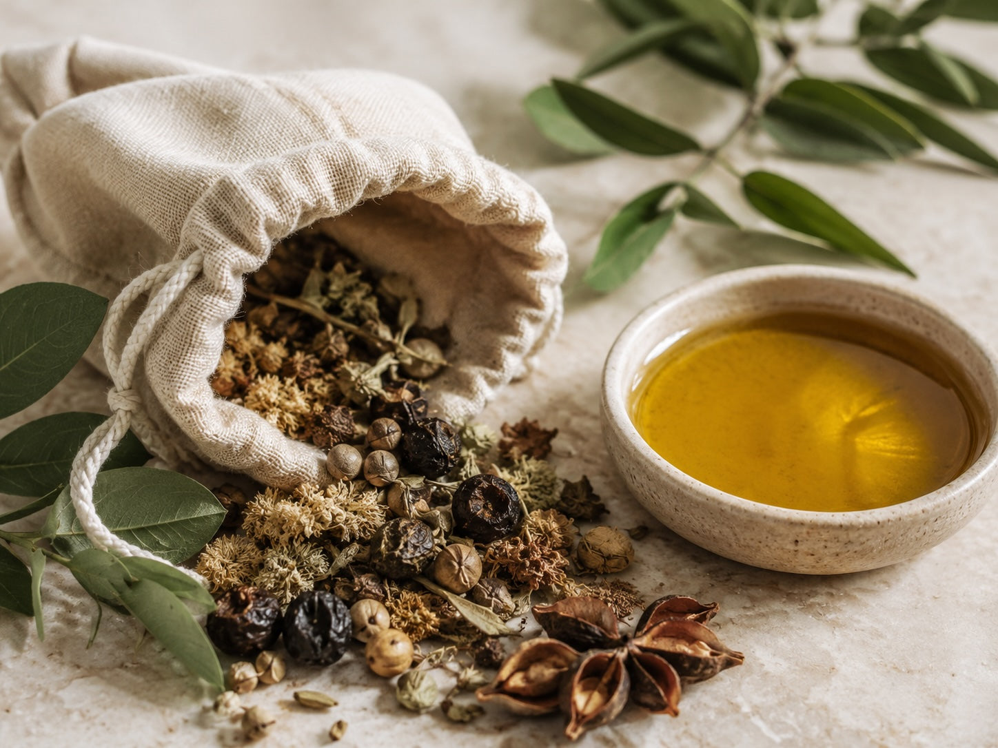 Organically grown botanicals and cold-pressed oils